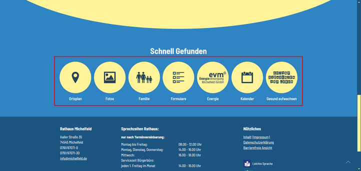 Links auf der Startseite